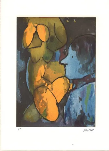 Maler und Modell - (Farbradierung / 2016, num. u. signiertes Blatt, Auflage: 200 Ex.)