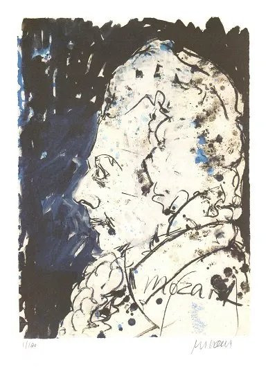 Mozart - Die kleine Nachtmusik - (Farblithographie / 2016 num. u. signiertes Blatt, Auflage 180 Ex.)