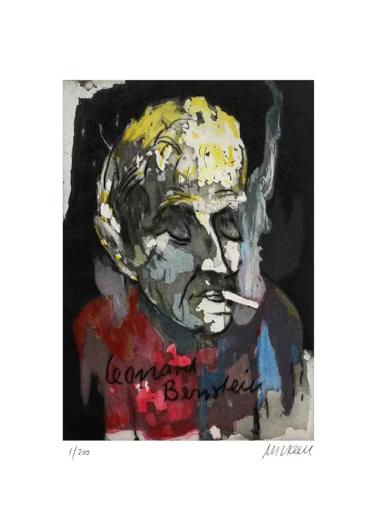 Leonard Bernstein - (Farbradierung / num. u. signiertes Blatt, Auflage: 200 Ex.)