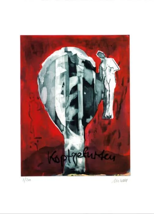 Kopfgeburt II - (Farbradierung / num. u. signiertes Blatt, Auflage: 200 Ex.)