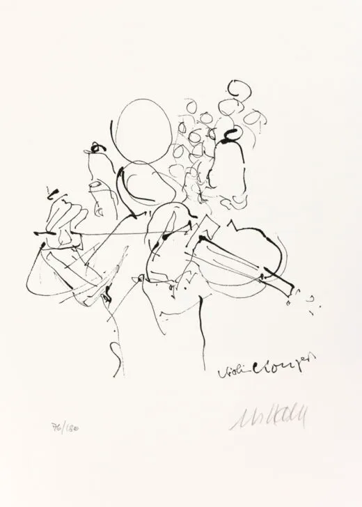 Violinkonzert - Vorzugsgrafik mit Buch "Venice – ein amerikanisches Tagebuch"(Lithographie / 2015, num. u. signiertes Blatt, Auflage: 180 Ex.)